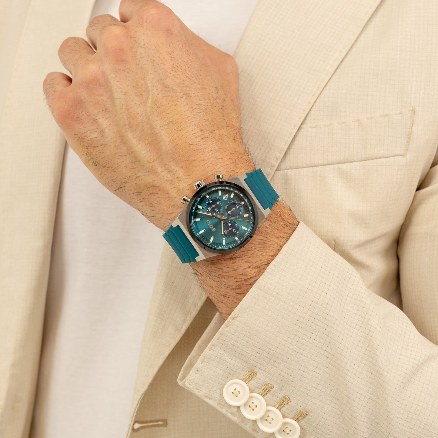 Boss CANDOR CHRONO 41 mm Green Dial Men Watch 1514244