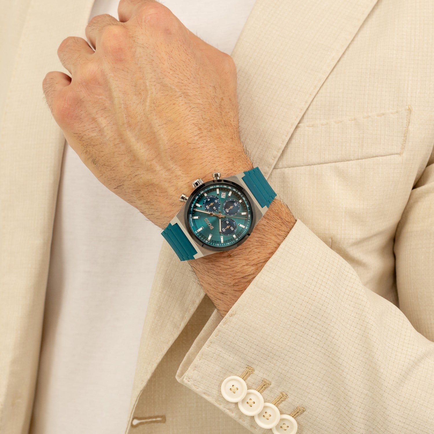 Boss CANDOR CHRONO 41 mm Green Dial Men Watch 1514244