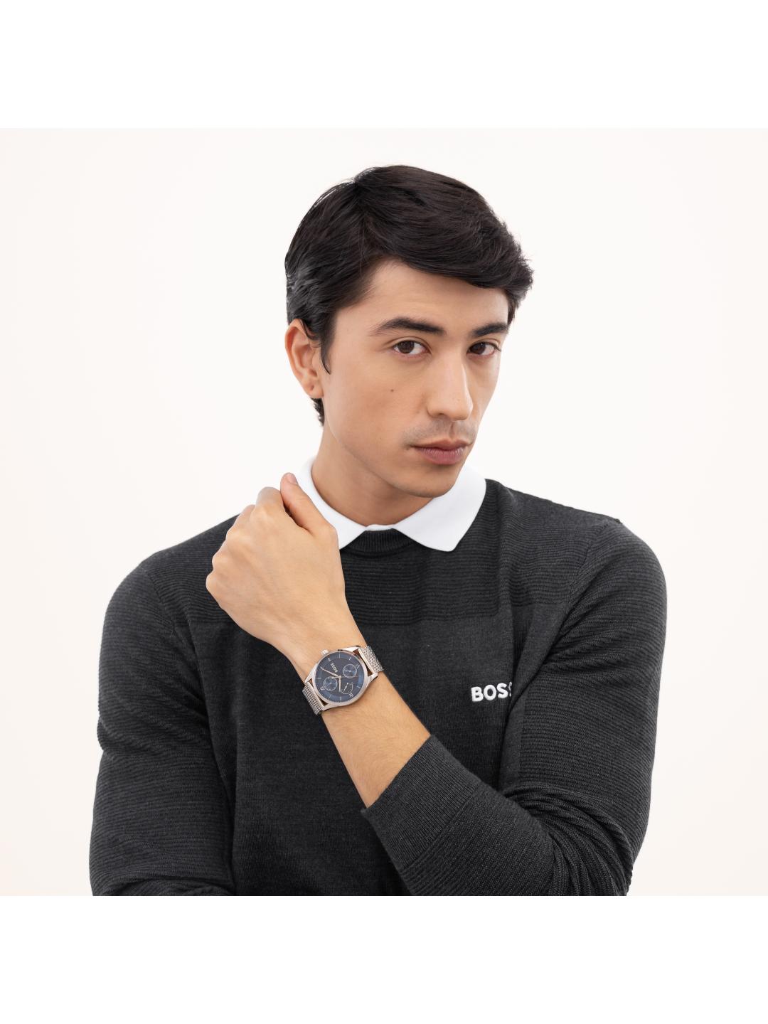 Boss Principle Master Qtz Multifunction Blue Round Dial Men's Watch 1514276