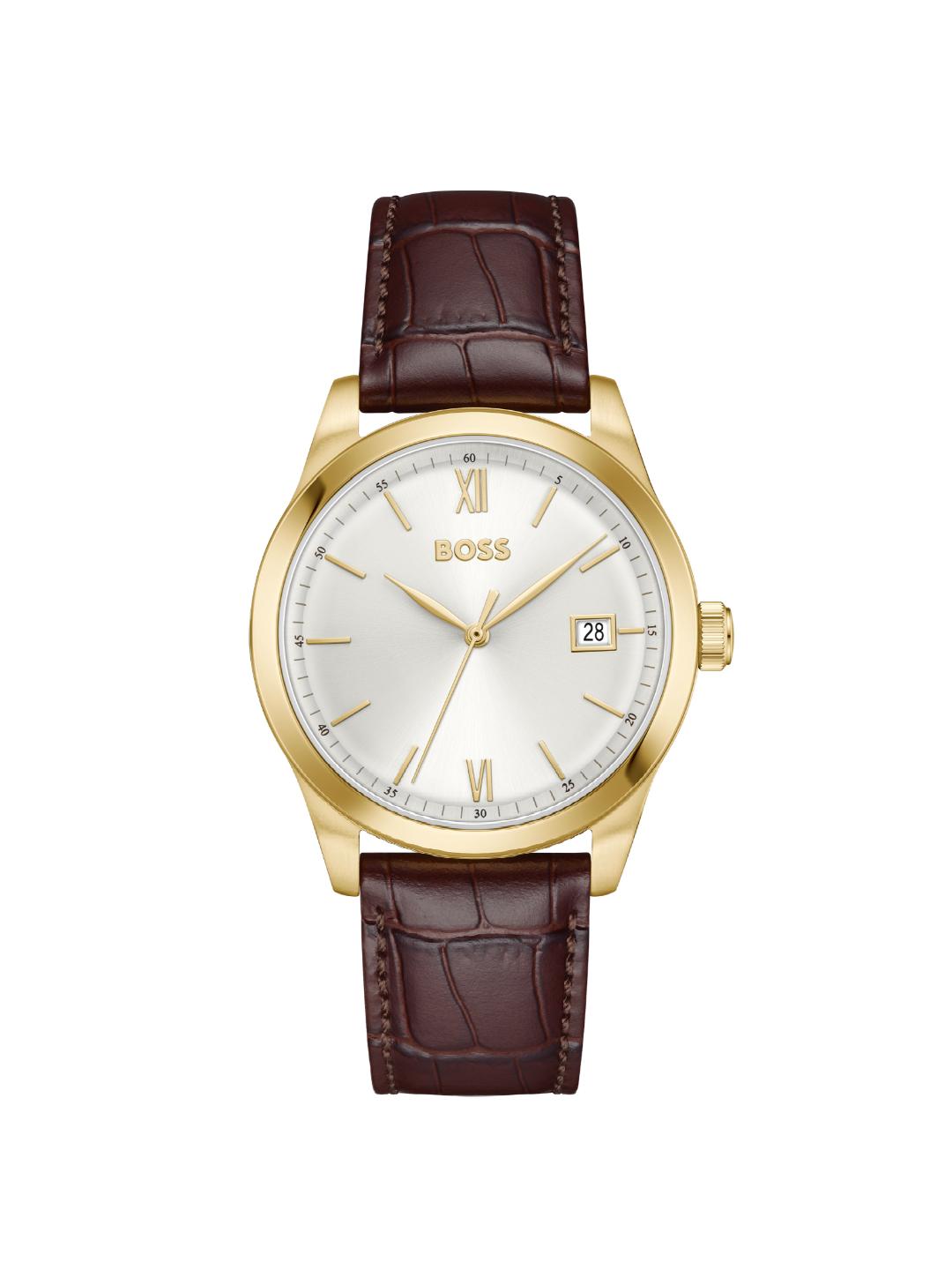 Boss Langford Qtz Basic Calendar Silver White Round Dial Men's Watch 1514357