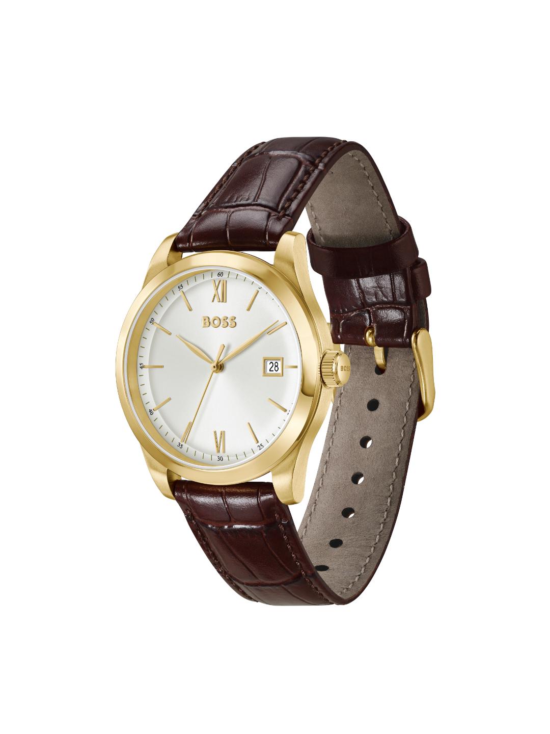 Boss Langford Qtz Basic Calendar Silver White Round Dial Men's Watch 1514357