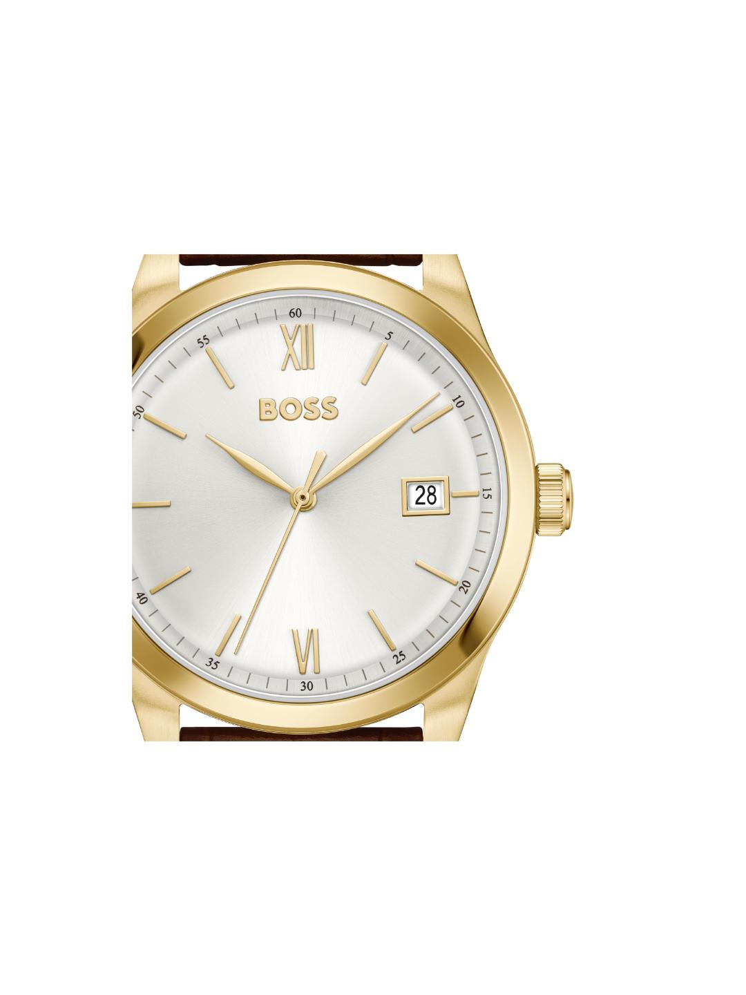 Boss Langford Qtz Basic Calendar Silver White Round Dial Men's Watch 1514357