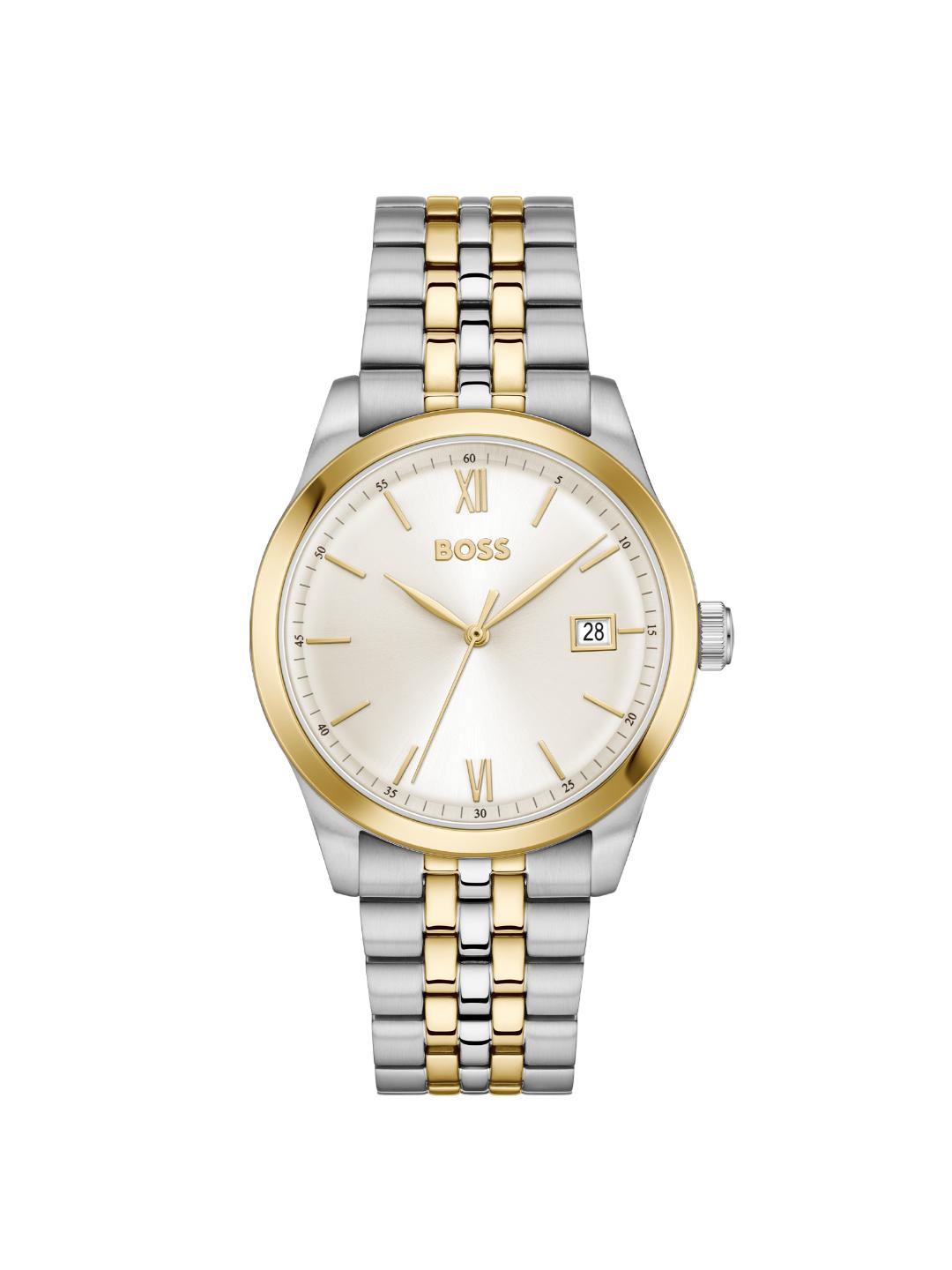 Boss Langford Qtz Basic Calendar Parchment Round Dial Men's Watch 1514358