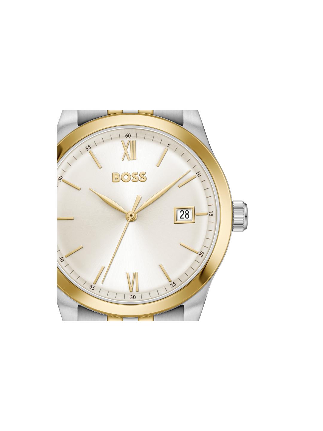 Boss Langford Qtz Basic Calendar Parchment Round Dial Men's Watch 1514358