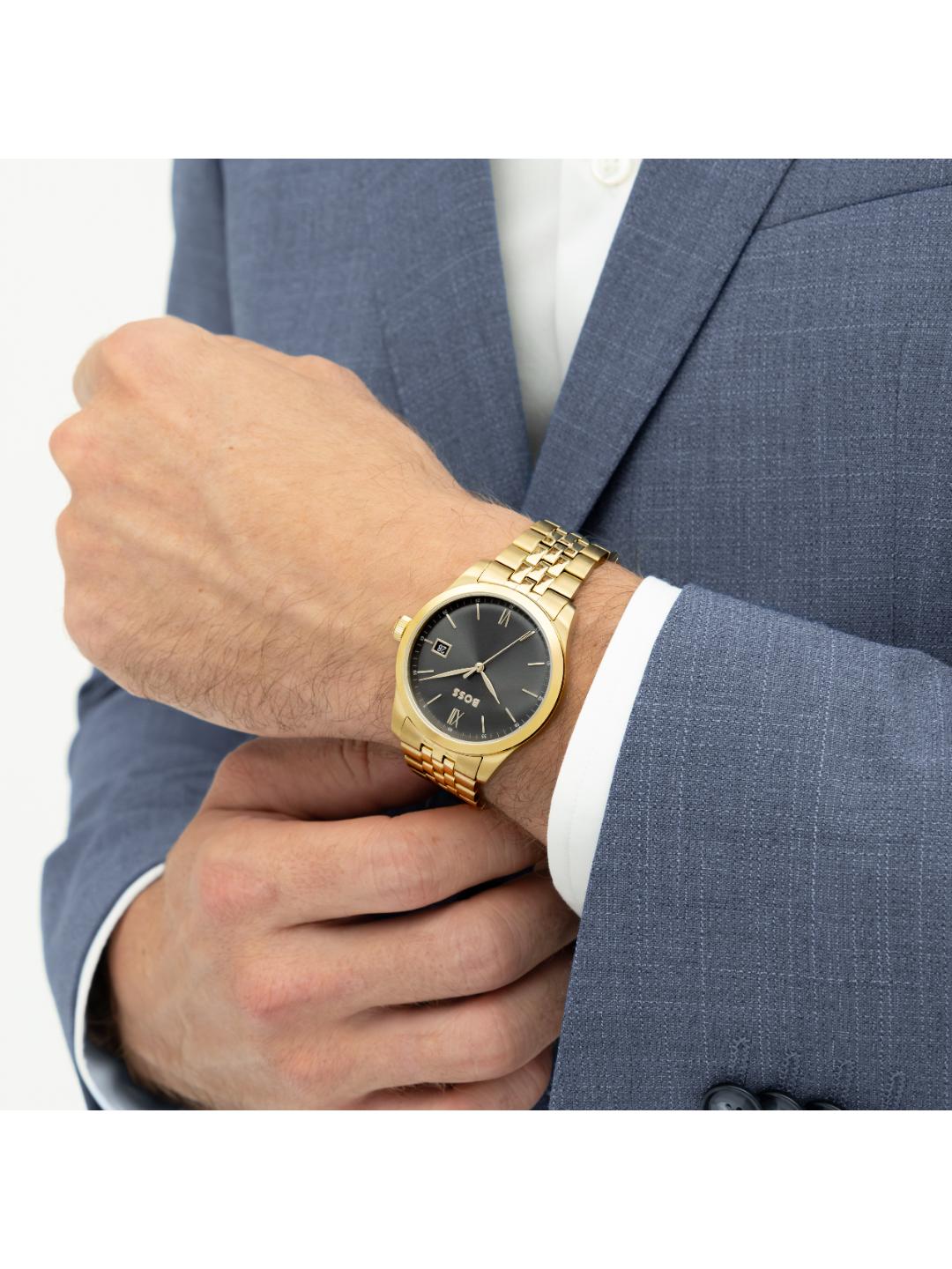 Boss Langford Qtz Basic Calendar Grey Round Dial Men's Watch 1514359