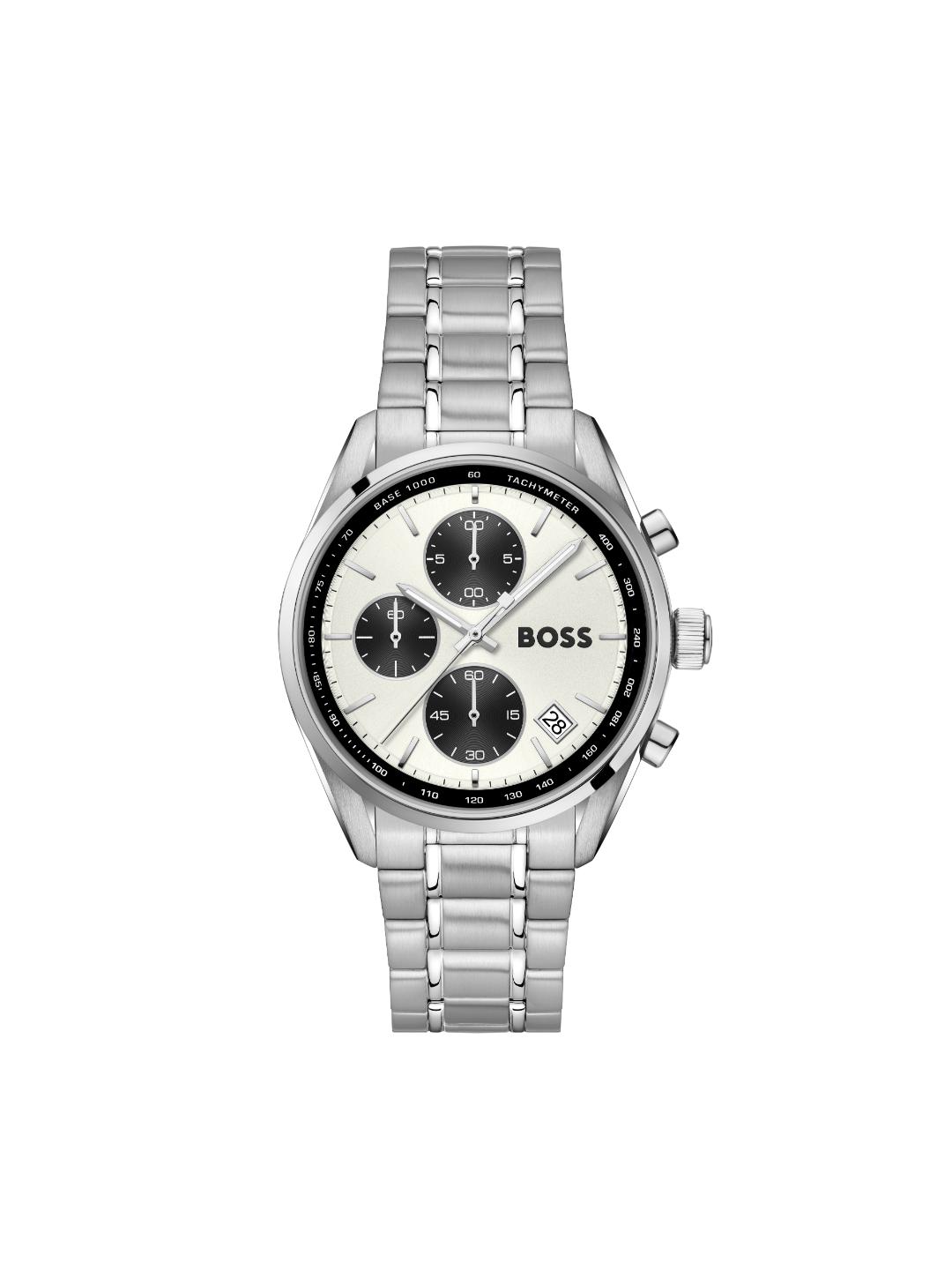 Boss Grand Prix Qtz Fashion Chrono Silver White Round Dial Men's Watch 1514362