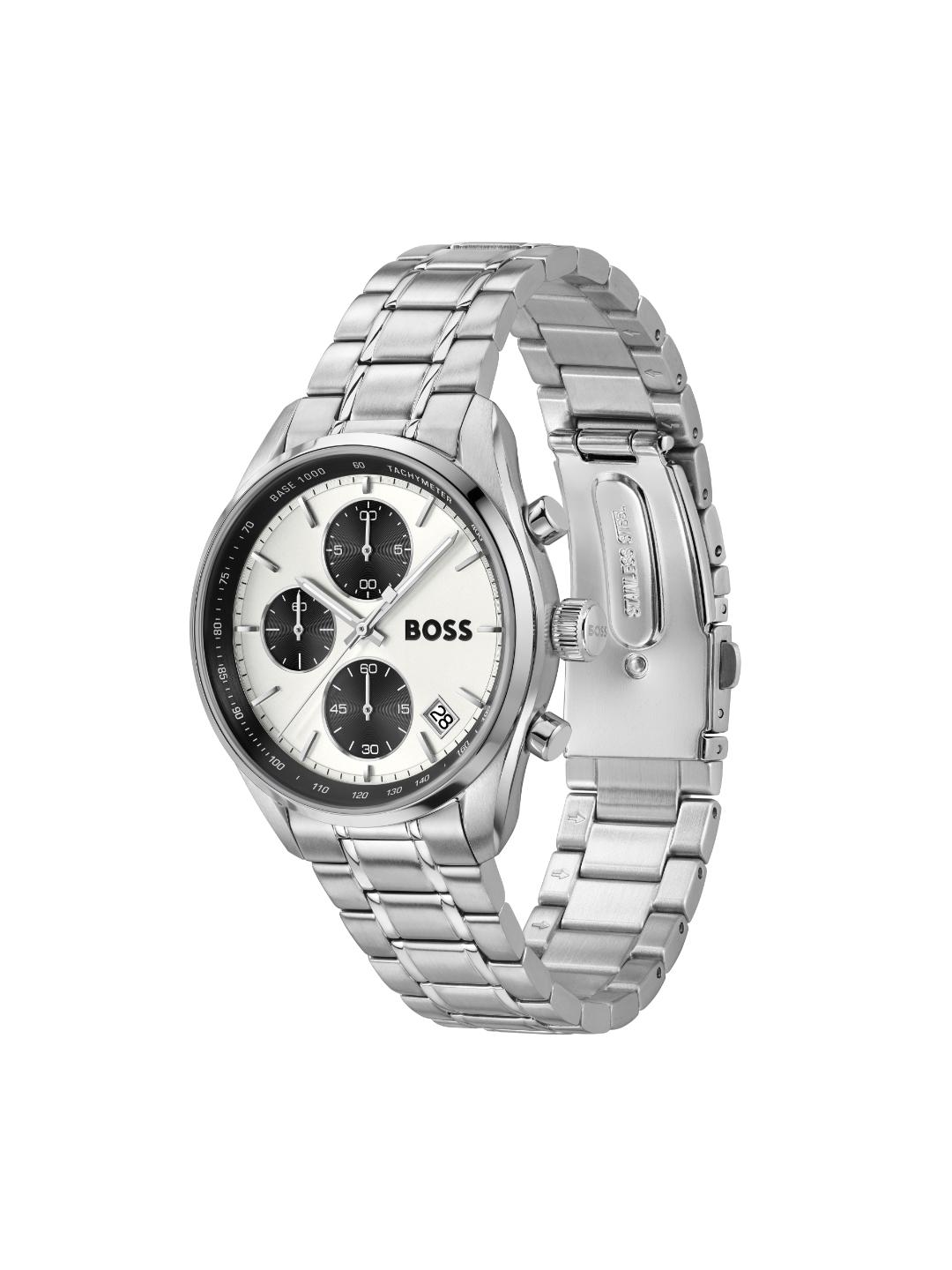 Boss Grand Prix Qtz Fashion Chrono Silver White Round Dial Men's Watch 1514362