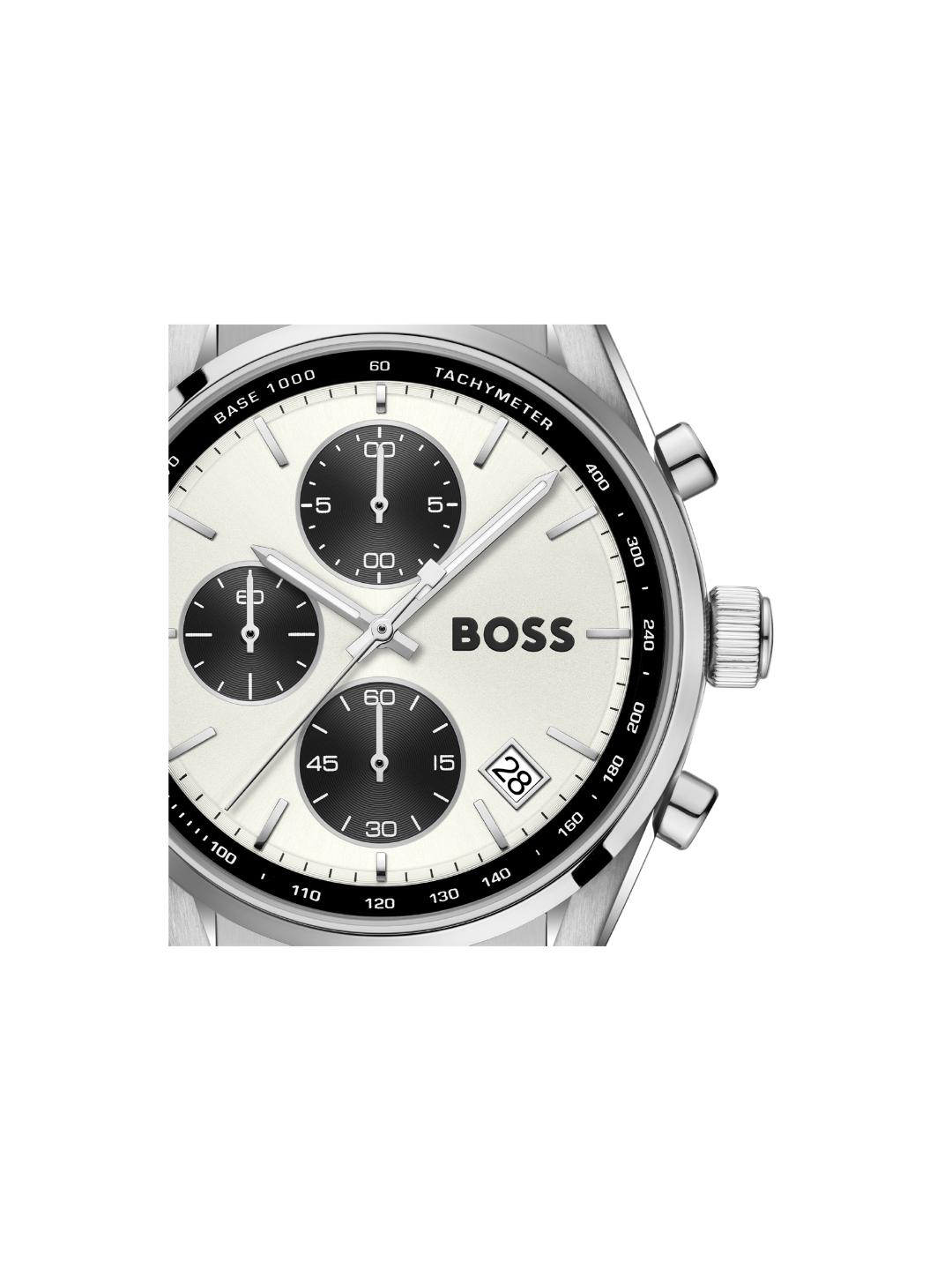 Boss Grand Prix Qtz Fashion Chrono Silver White Round Dial Men's Watch 1514362