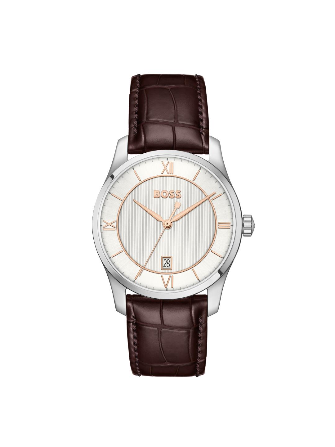 Boss Principle Qtz Basic Calendar Silver White Round Dial Men's Watch 1514363