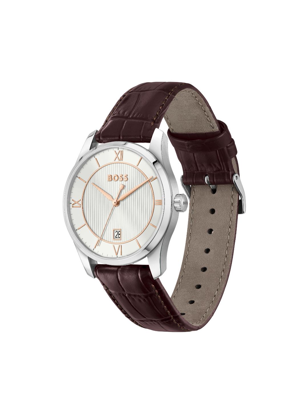 Boss Principle Qtz Basic Calendar Silver White Round Dial Men's Watch 1514363