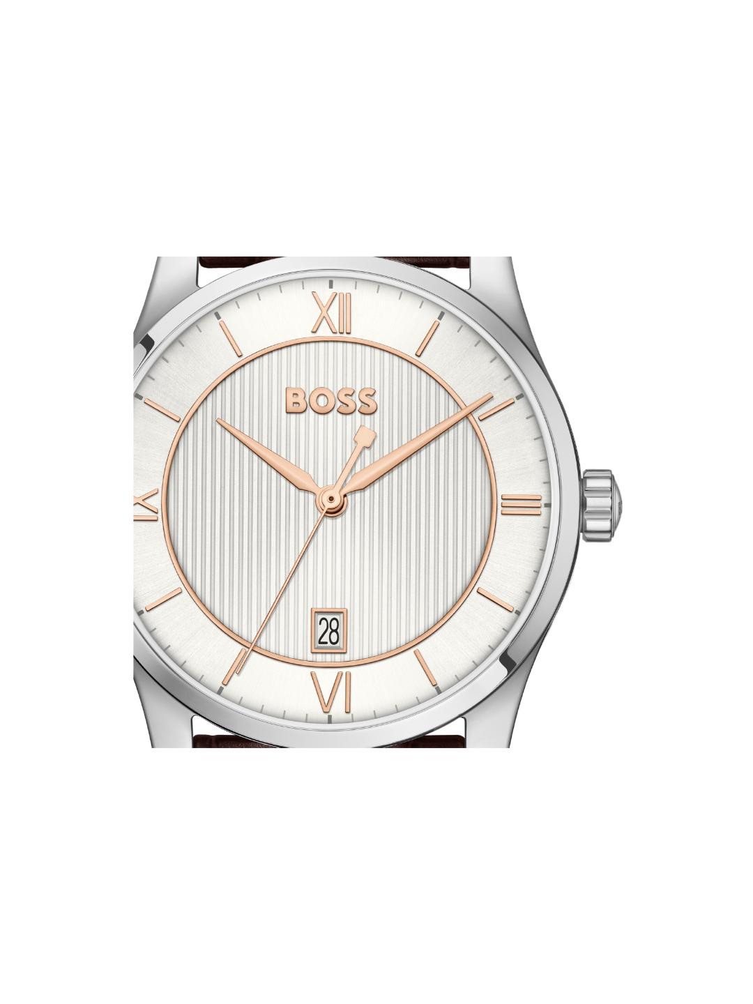 Boss Principle Qtz Basic Calendar Silver White Round Dial Men's Watch 1514363