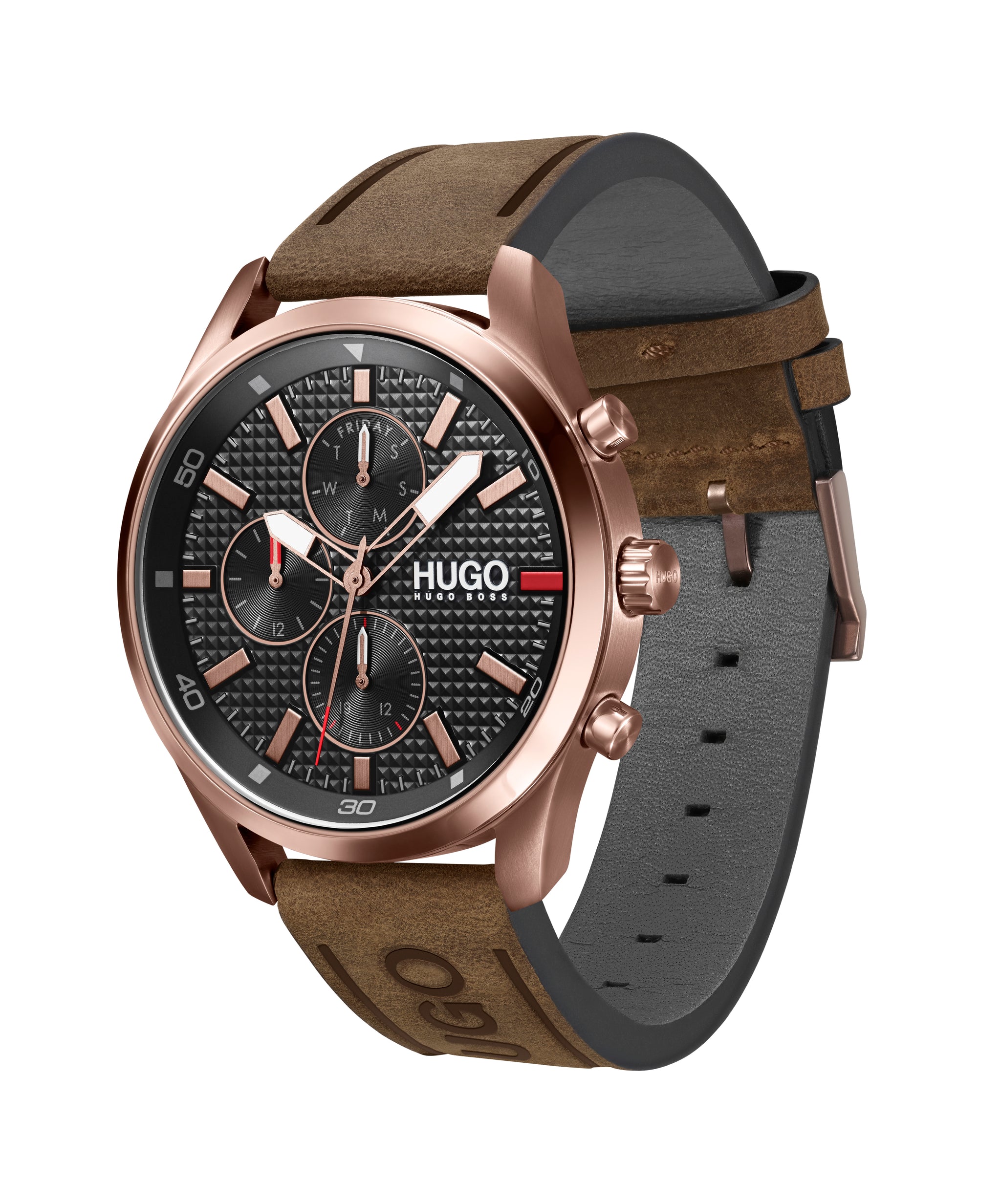 Hugo Chase Qtz Multifunction 46 mm Black Dial Men Watch 1530162