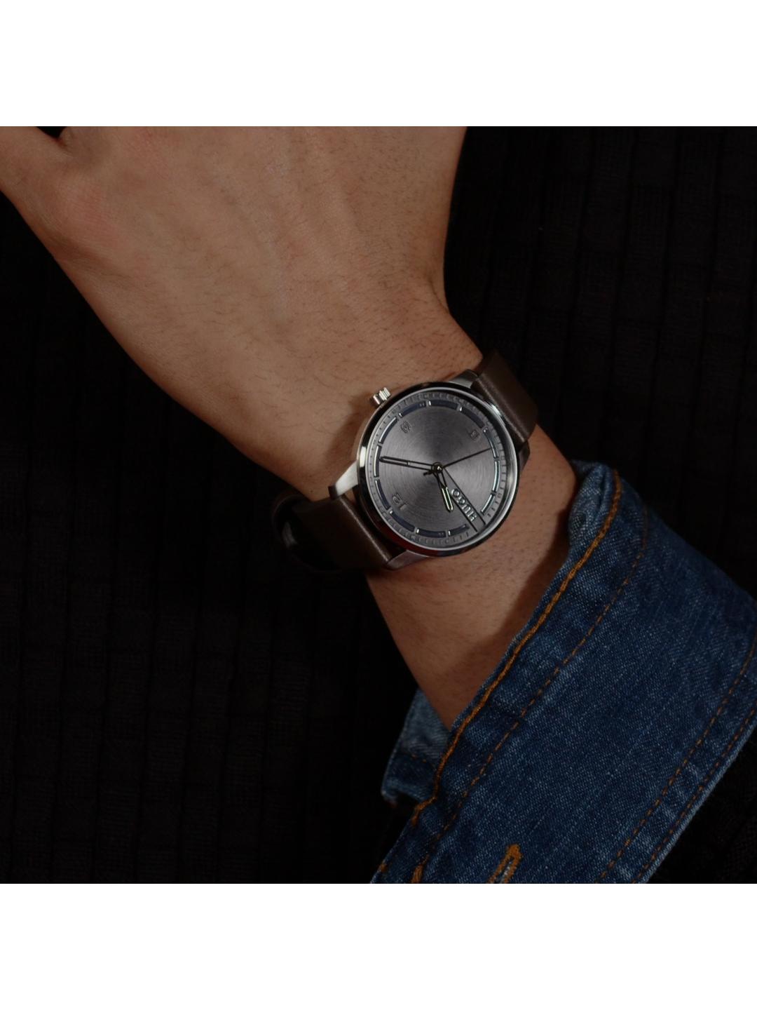Hugo Stamp Qtz Basic Black Round Dial Men's Watch 1530362