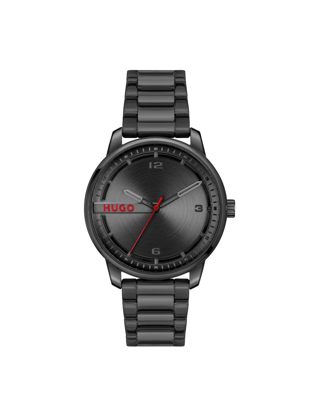 Hugo Stamp Basic Black 42 mm Dial Men Analog Watch 1530365