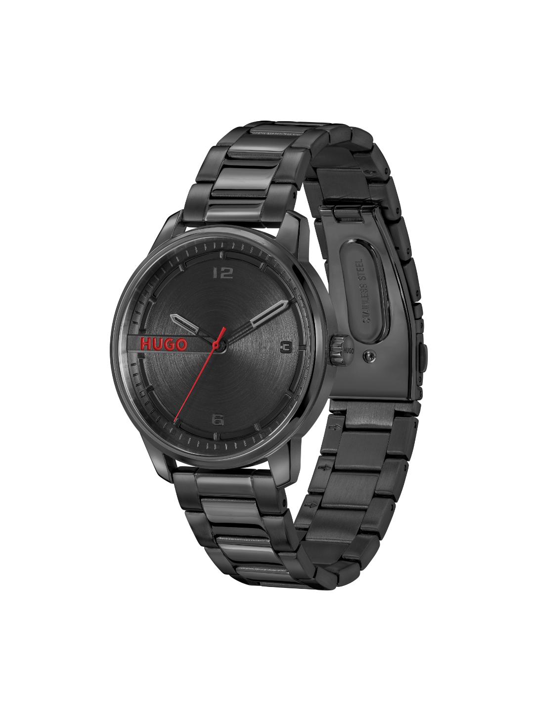 Hugo Stamp Basic Black 42 mm Dial Men Analog Watch 1530365