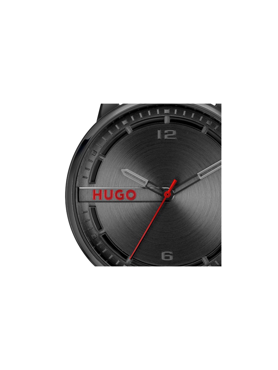 Hugo Stamp Basic Black 42 mm Dial Men Analog Watch 1530365