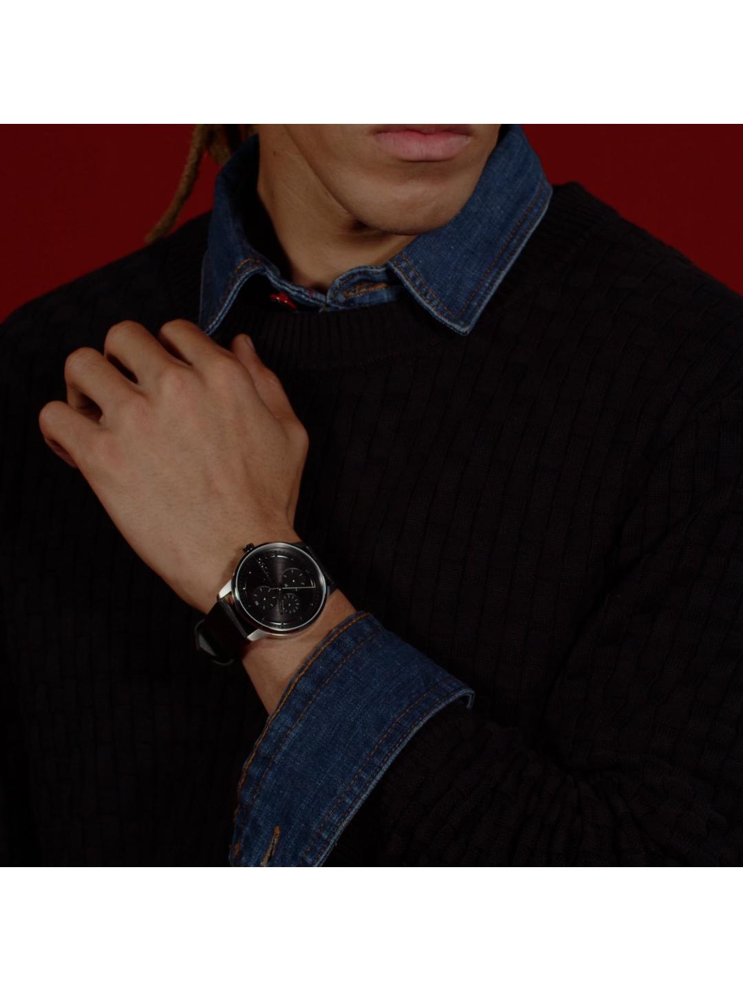 Hugo Stamp Multi Chronograph Black 44 mm Dial Men Watch 1530366