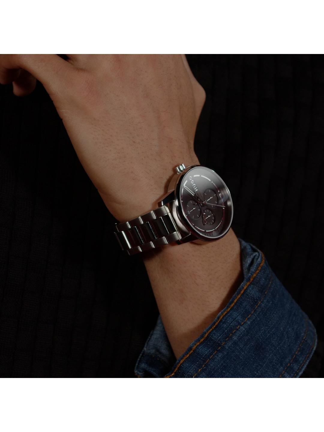 Hugo Stamp Multi Chronograph Black 44 mm Dial Men Watch 1530368