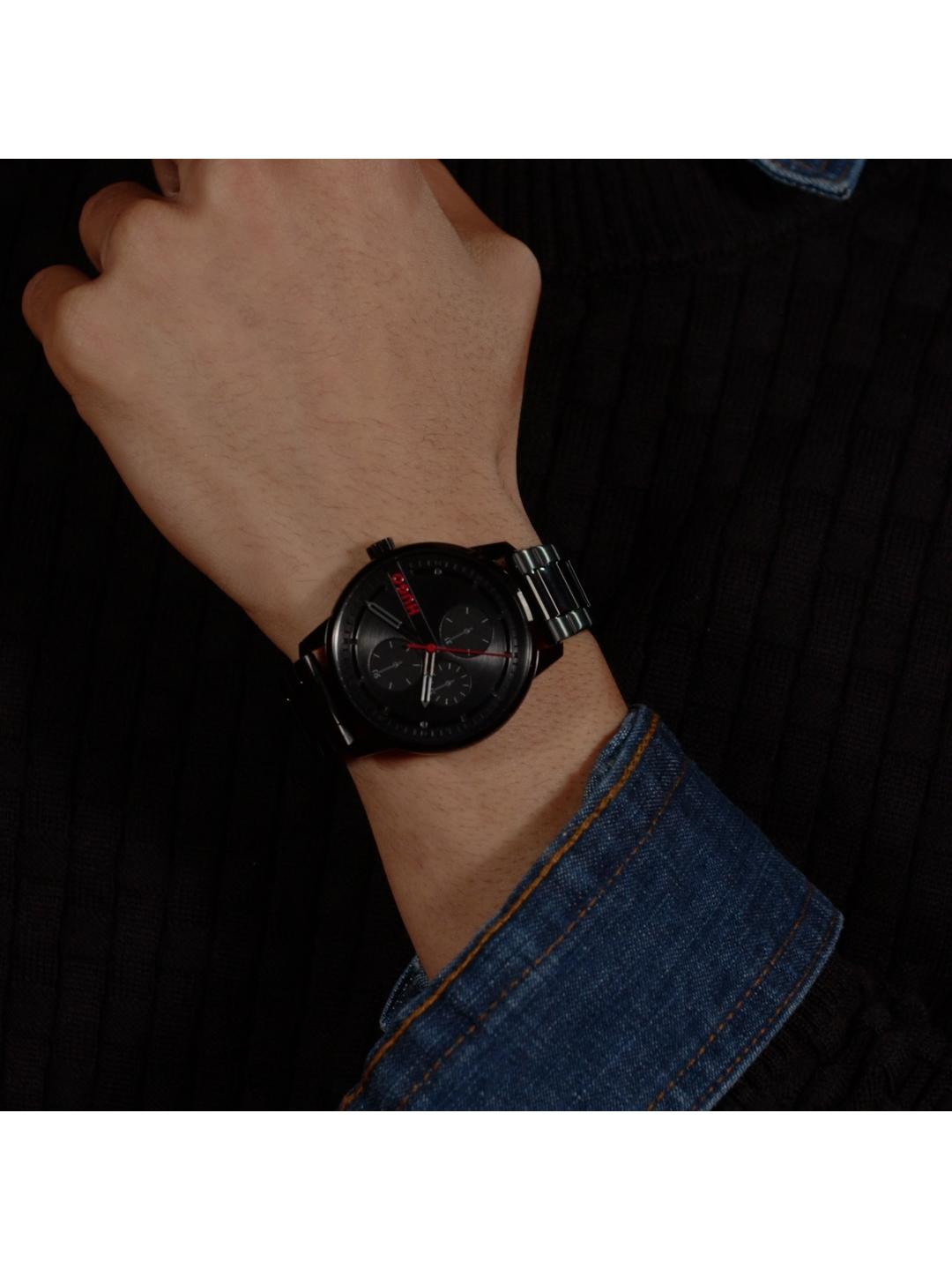 Hugo Stamp Multi Chronograph Black 44 mm Dial Men Watch 1530369