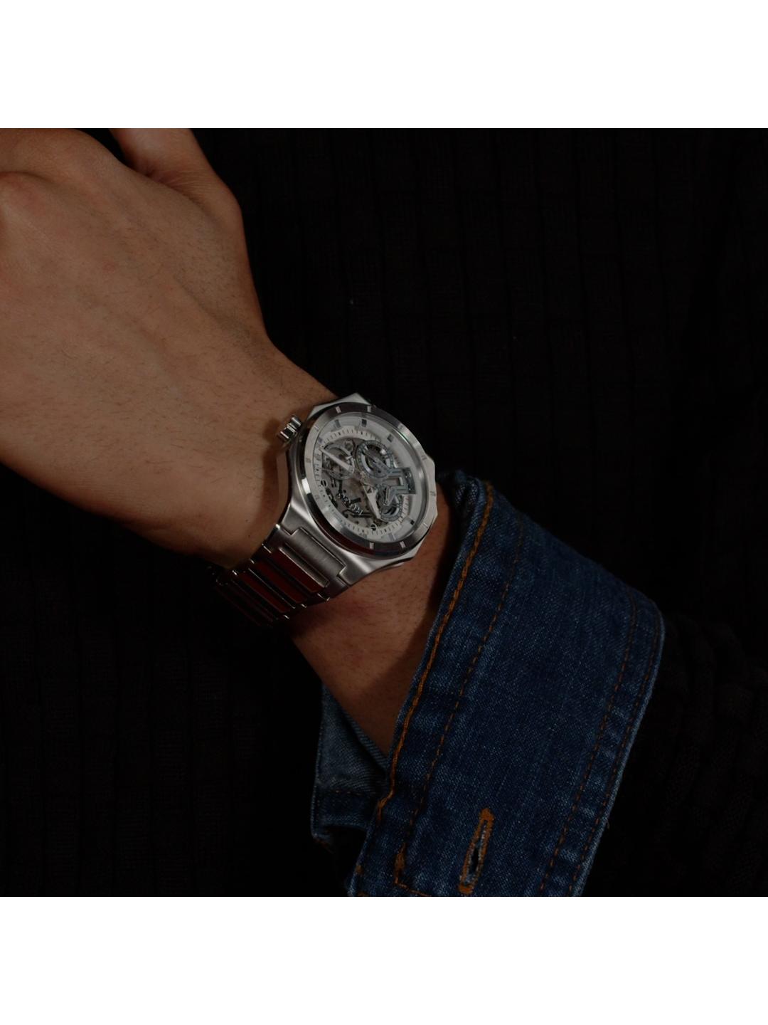 Hugo Grail Skeleton Chronograph Silver 44 mm Dial Men Watch 1530377