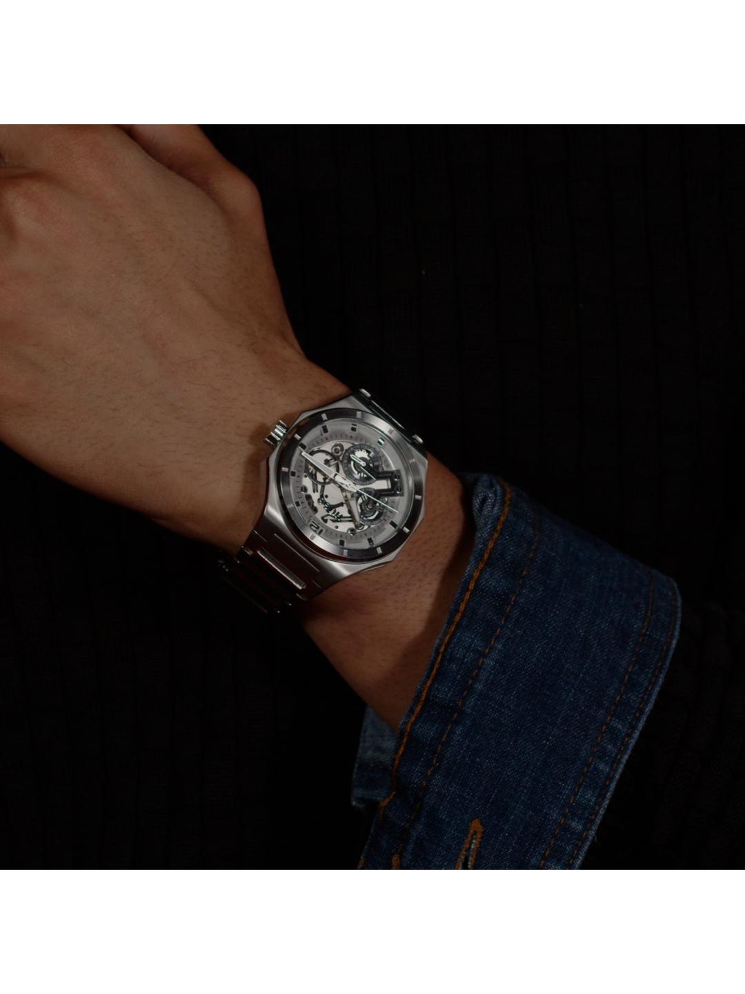 Hugo Grail Skeleton Chronograph Silver 44 mm Dial Men Watch 1530377