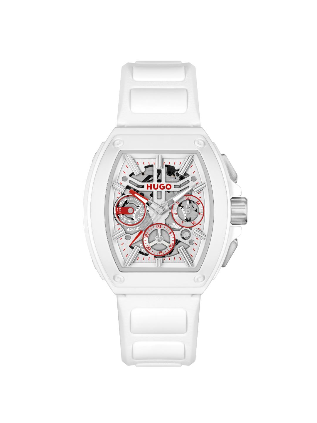 Hugo ID Skeleton Chronograph Silver White 42.7 mm Dial Men Watch 1530445