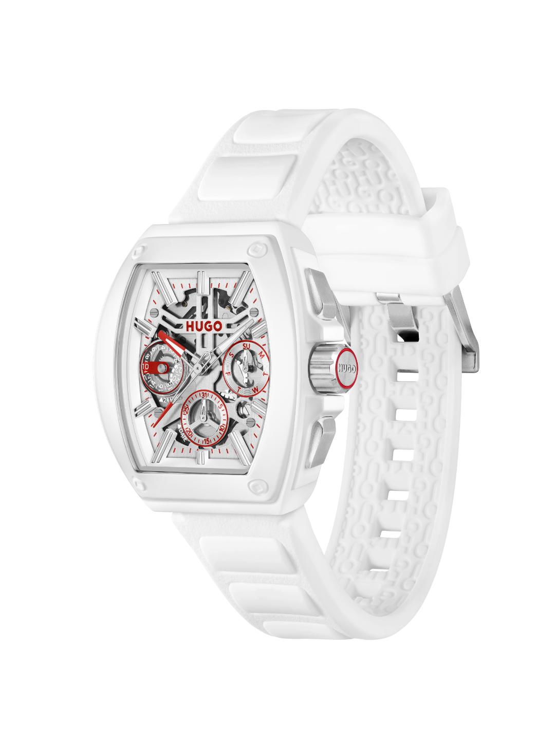 Hugo ID Skeleton Chronograph Silver White 42.7 mm Dial Men Watch 1530445
