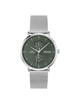 Hugo Style Qtz Multifunction Green Round Dial Men's Watch 1530455