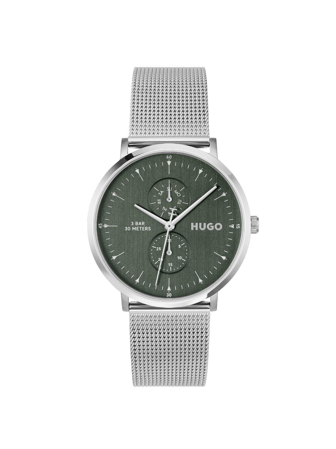 Hugo Style Qtz Multifunction Green Round Dial Men's Watch 1530455