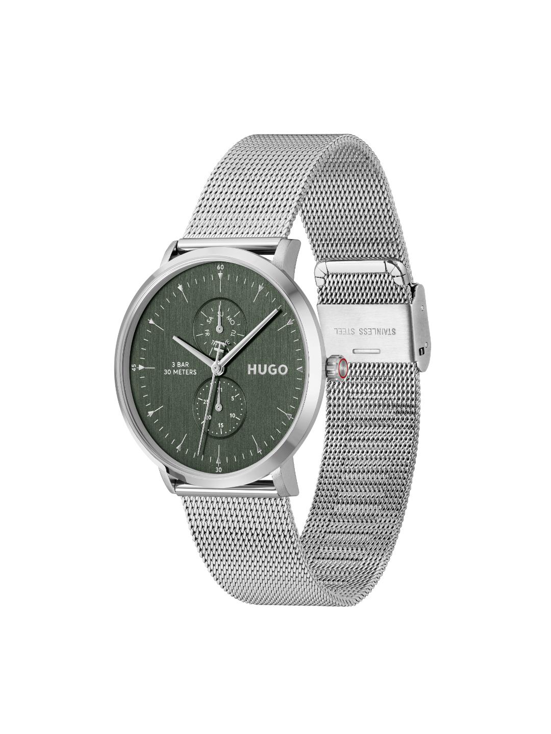 Hugo Style Qtz Multifunction Green Round Dial Men's Watch 1530455