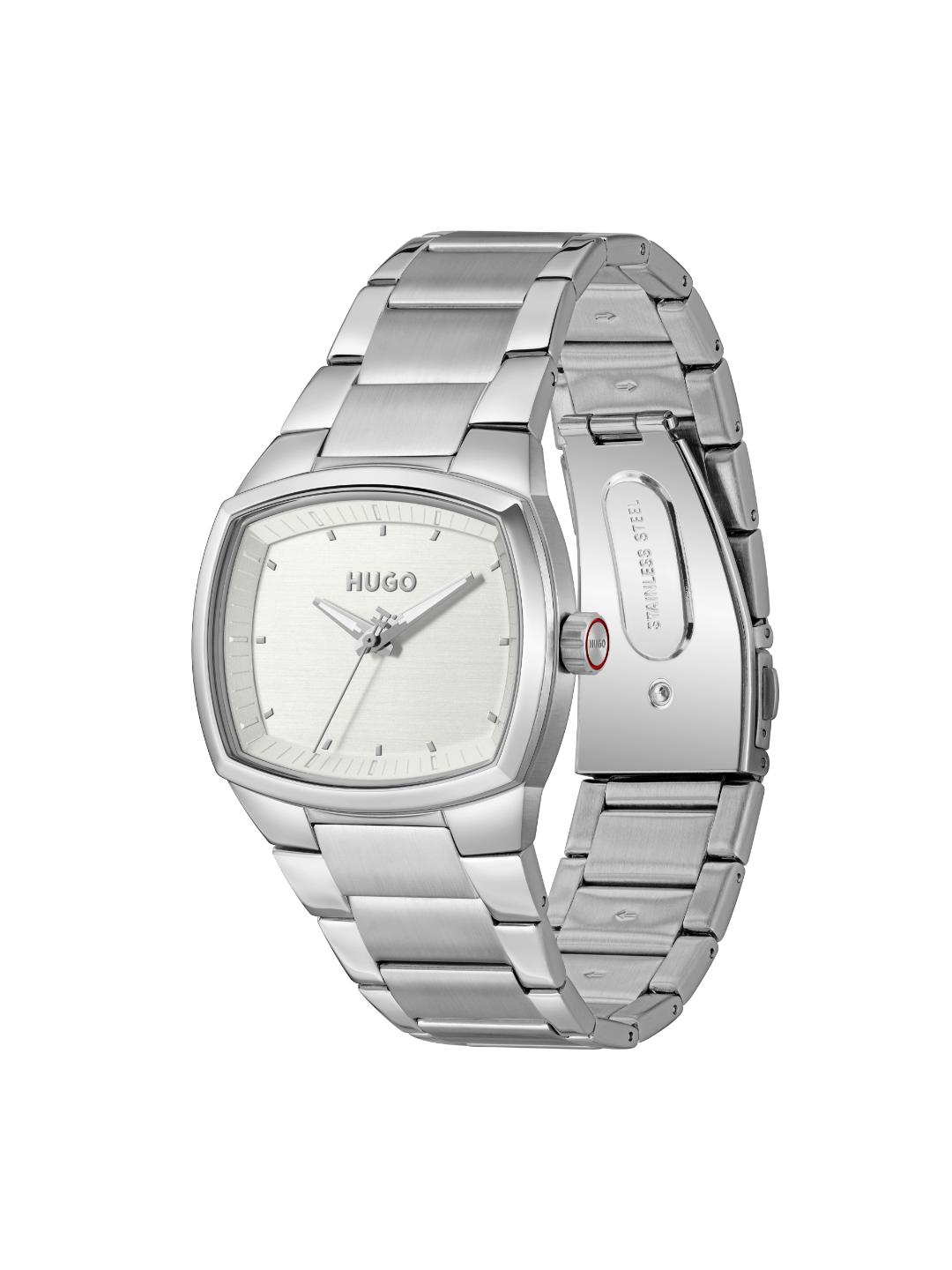 Hugo Telly Basic Silver White Tonneau 40 mm Dial Men Analog Watch 1530460