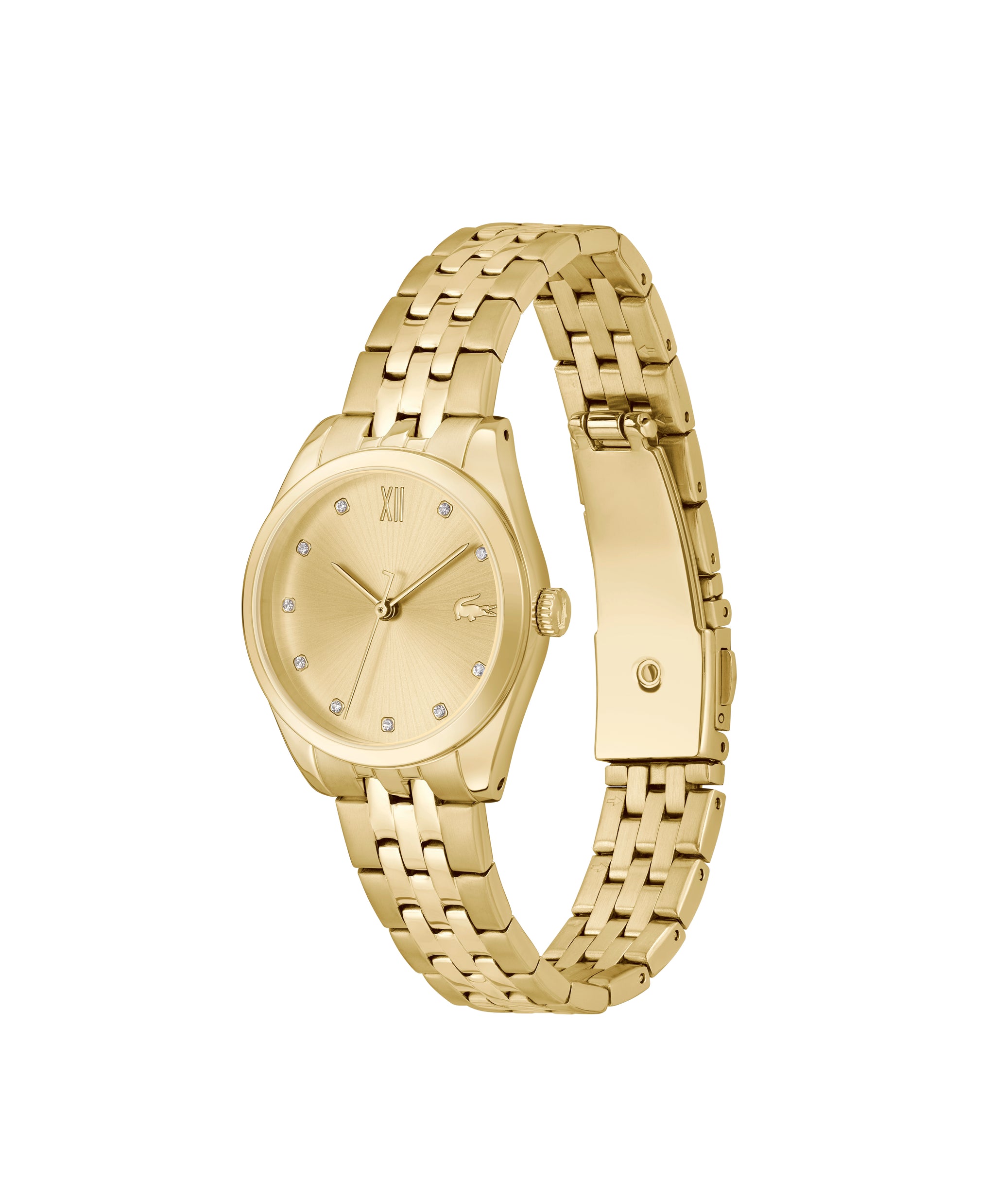 Lacoste Women 30 mm Quartz Analog Gold Dial Gold Stainless Steel Strap Watch 2001303