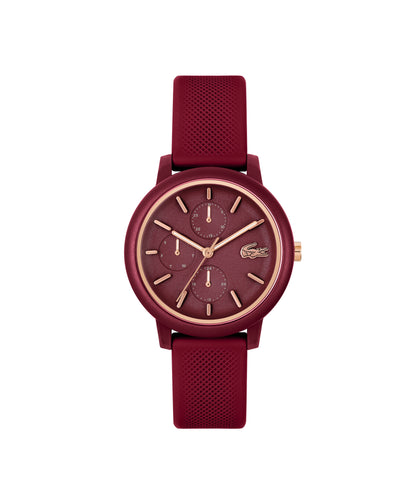 Lacoste Lacoste.12.12 Qtz Multifunction 38 mm Burgundy Dial Women Watch- 2001328