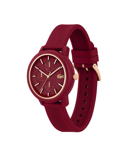 Lacoste Lacoste.12.12 Qtz Multifunction 38 mm Burgundy Dial Women Watch- 2001328