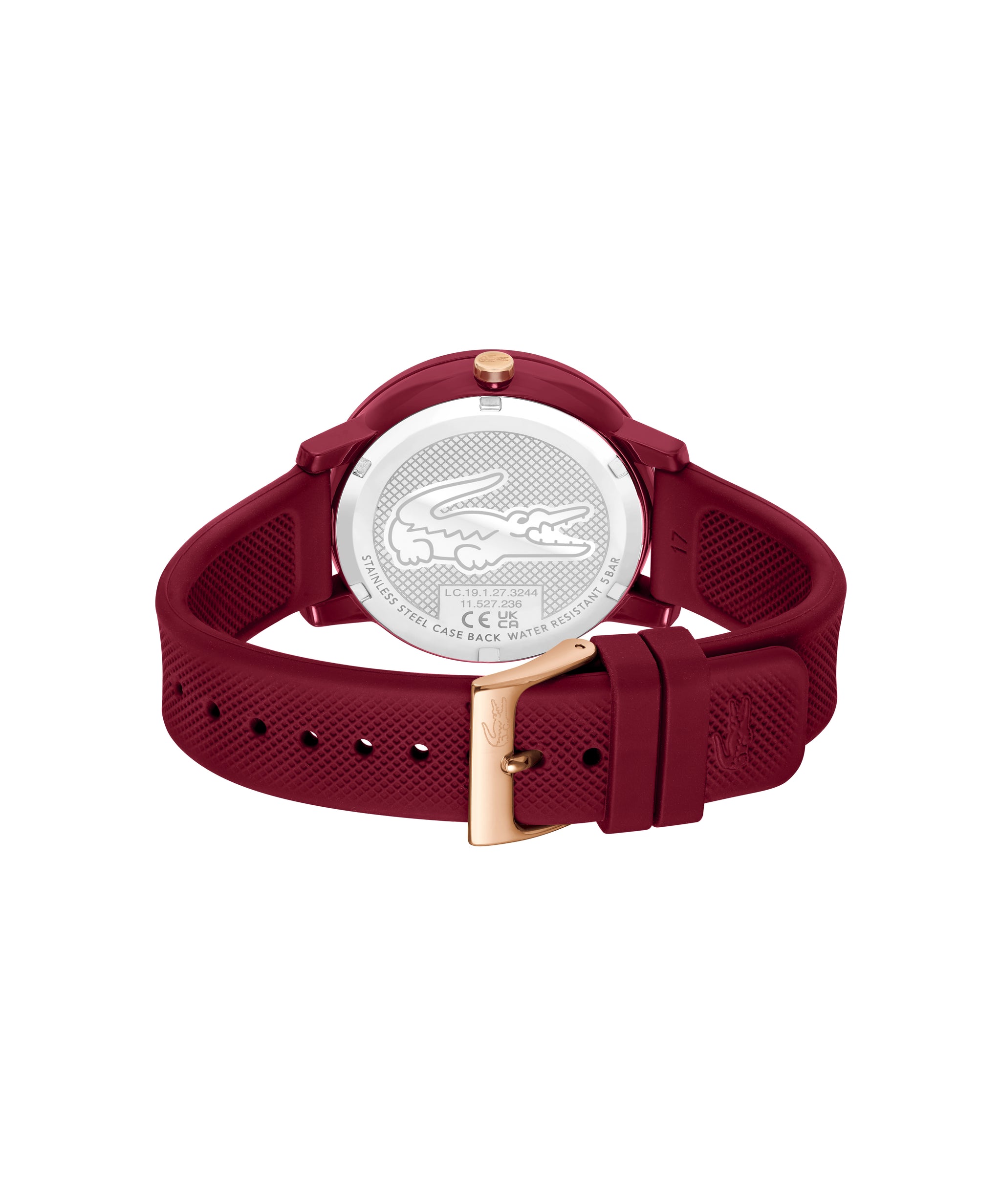 Lacoste L.12.12 Qtz Multifunction 38 mm Burgundy Dial Women Watch 2001328