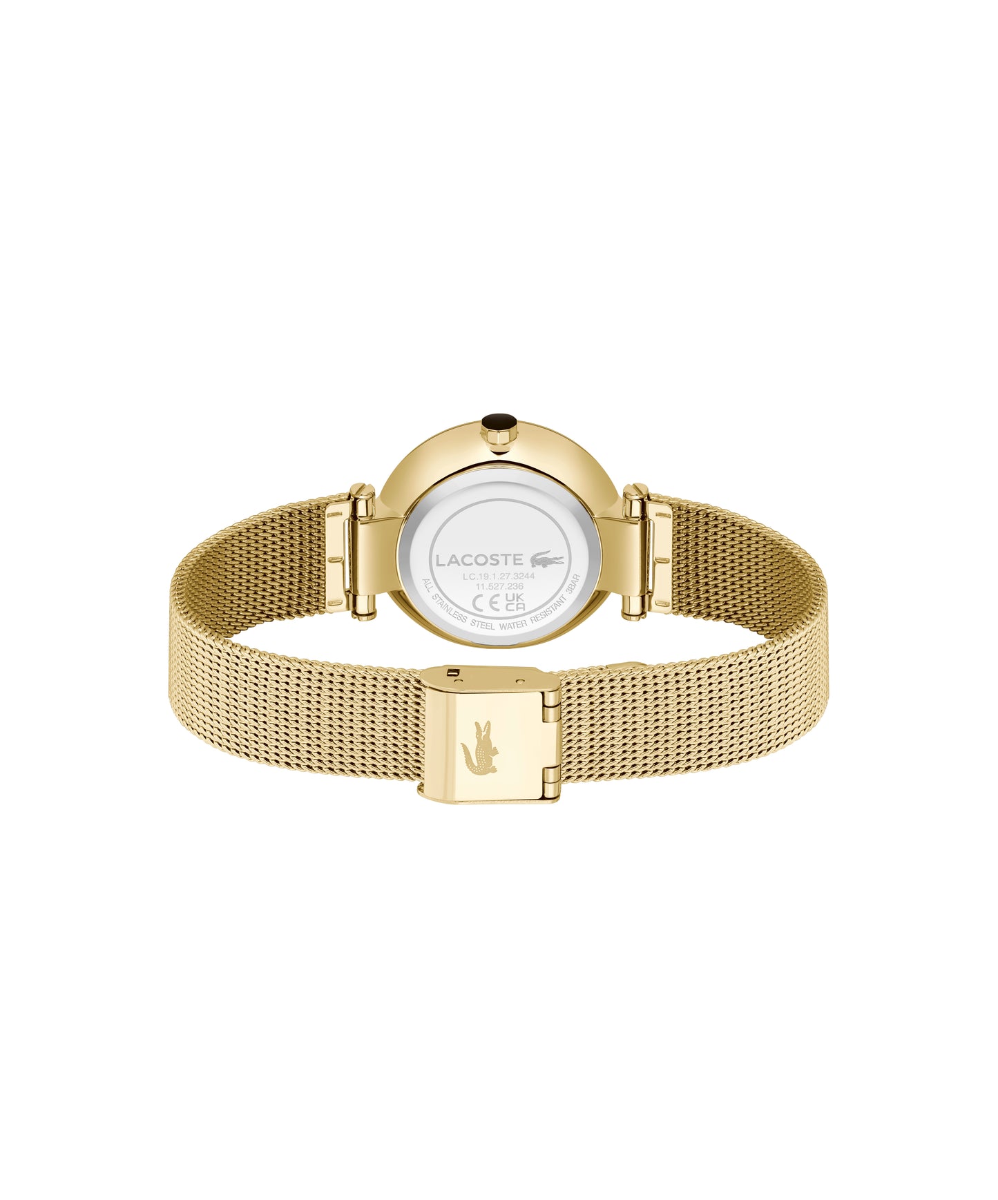 Lacoste Women 30 mm Quartz Analog Black Dial Gold Stainless Steel Strap Watch 2001336