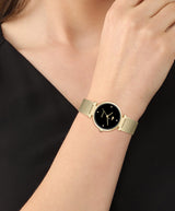 Lacoste Women 30 mm Quartz Analog Black Dial Gold Stainless Steel Strap Watch 2001336