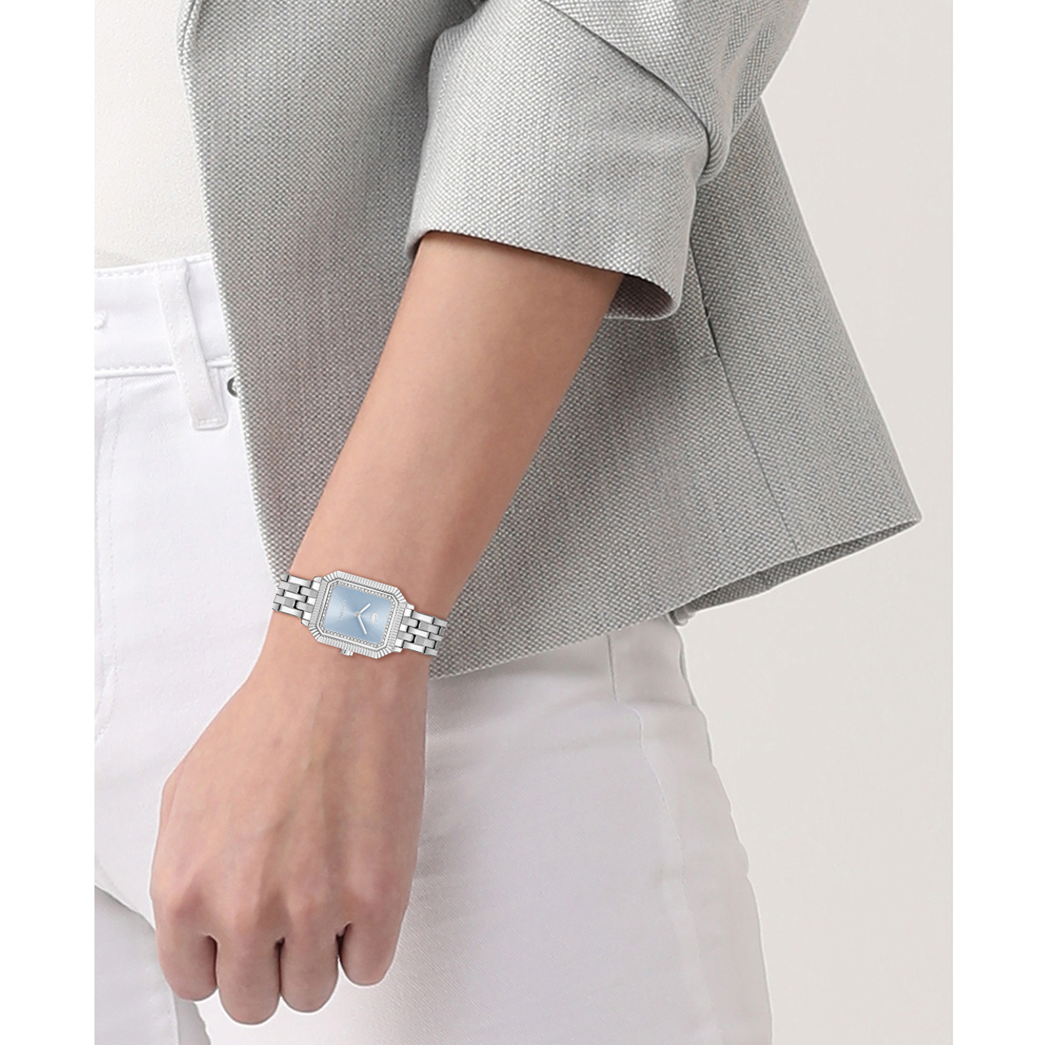 Lacoste Women 23 mm Quartz Analog Blue Dial Silver Stainless Steel Strap Watch 2001440