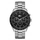 Lacoste Men 42 mm Quartz Chronograph Analog Black Dial Stainless Steel Strap Watch 2011079
