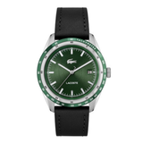 Lacoste Men 40 mm Quartz Analog Green Dial Black Synthetic Leather Strap Watch 2011292