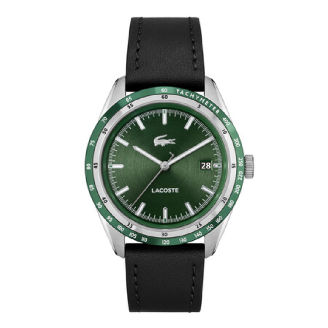Lacoste Men 40 mm Quartz Analog Green Dial Black Synthetic Leather Strap Watch 2011292