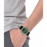 Lacoste Men 40 mm Quartz Analog Green Dial Black Synthetic Leather Strap Watch 2011292