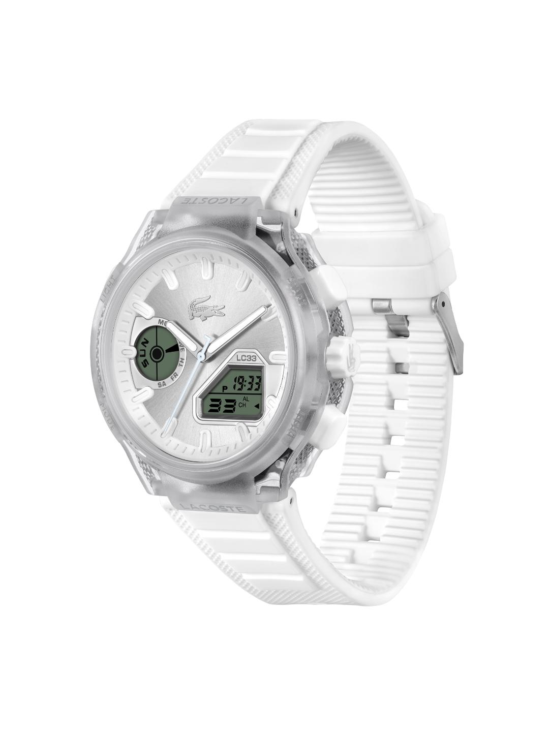 Lacoste LC33 Silver White 44.8 mm Dial Men Analog Watch 2011480