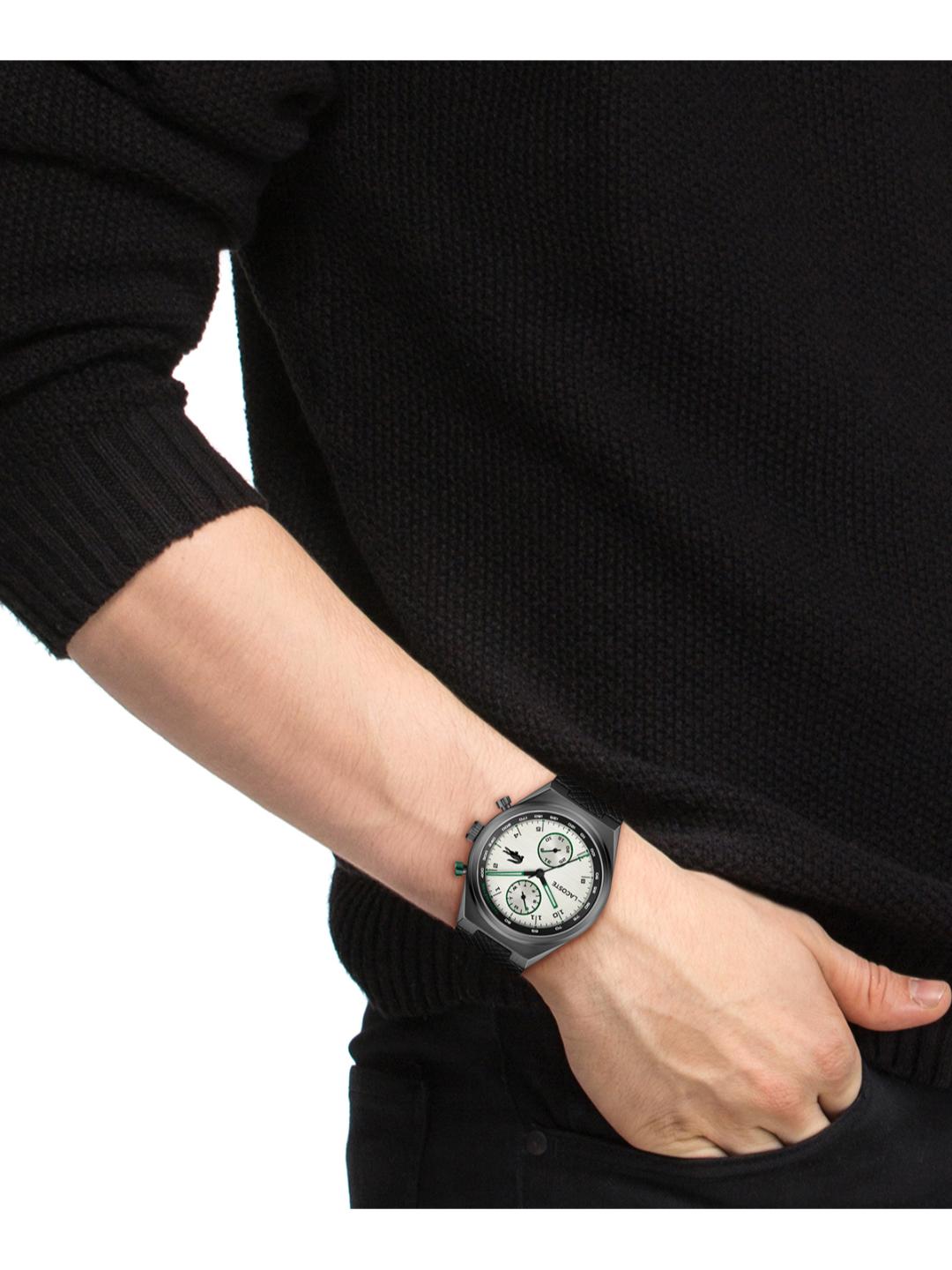 Lacoste LINE Racer Silver 42 mm Dial Men Chrono Watch 2011498