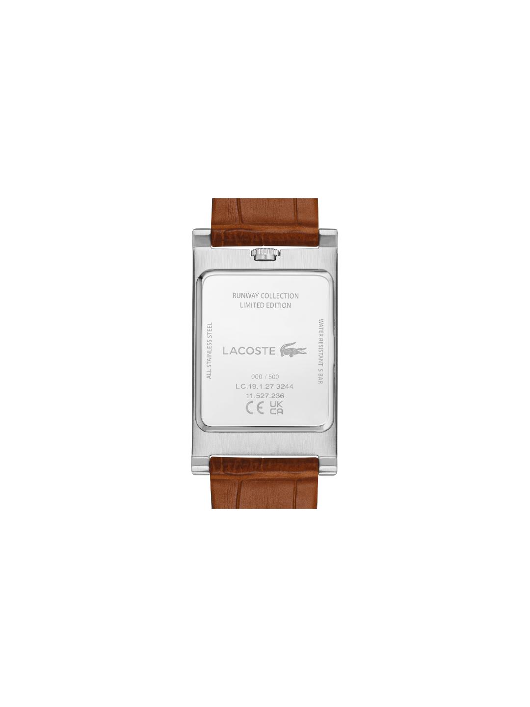 Lacoste Fashion Show Qtz Basic Slim White Rectangle Dial Men's Watch - 2011525