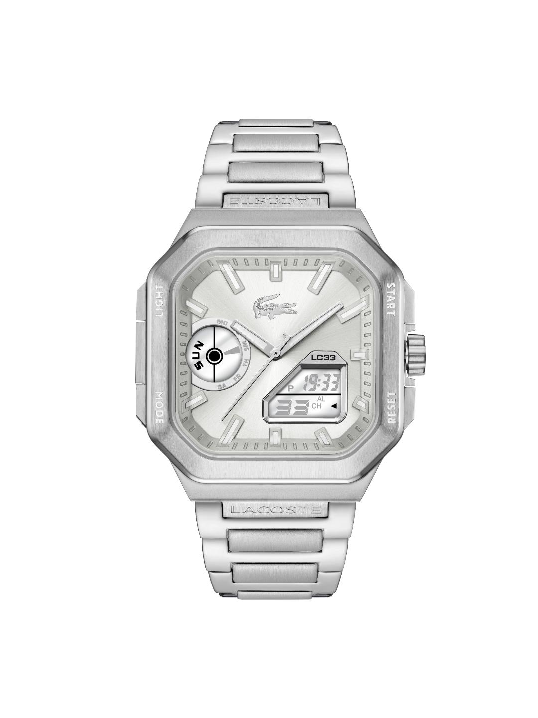 Lacoste Lc33 Square Qtz Basic Silver Sunray Square Dial Men's Watch - 2011531