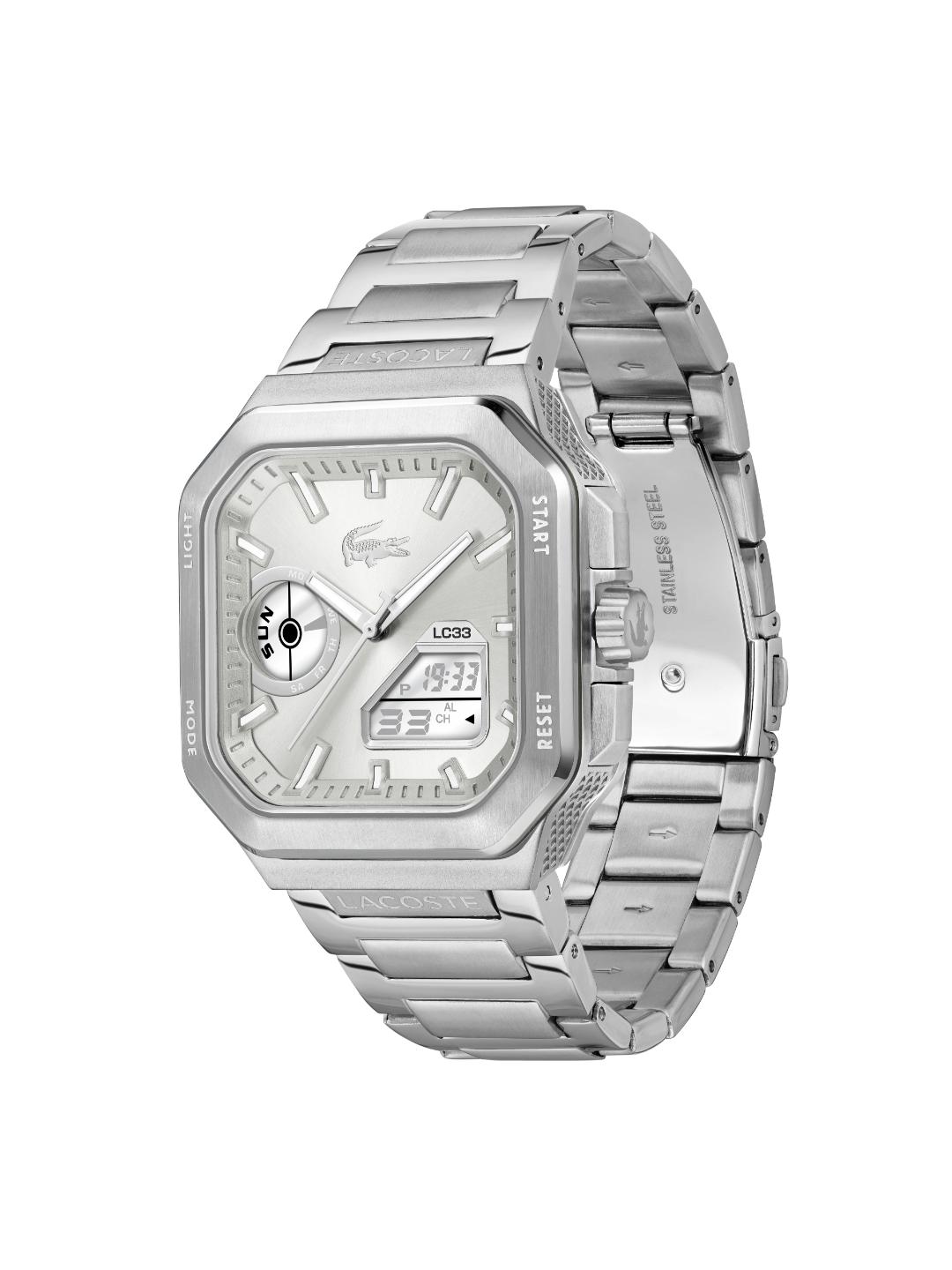 Lacoste Lc33 Square Qtz Basic Silver Sunray Square Dial Men's Watch - 2011531