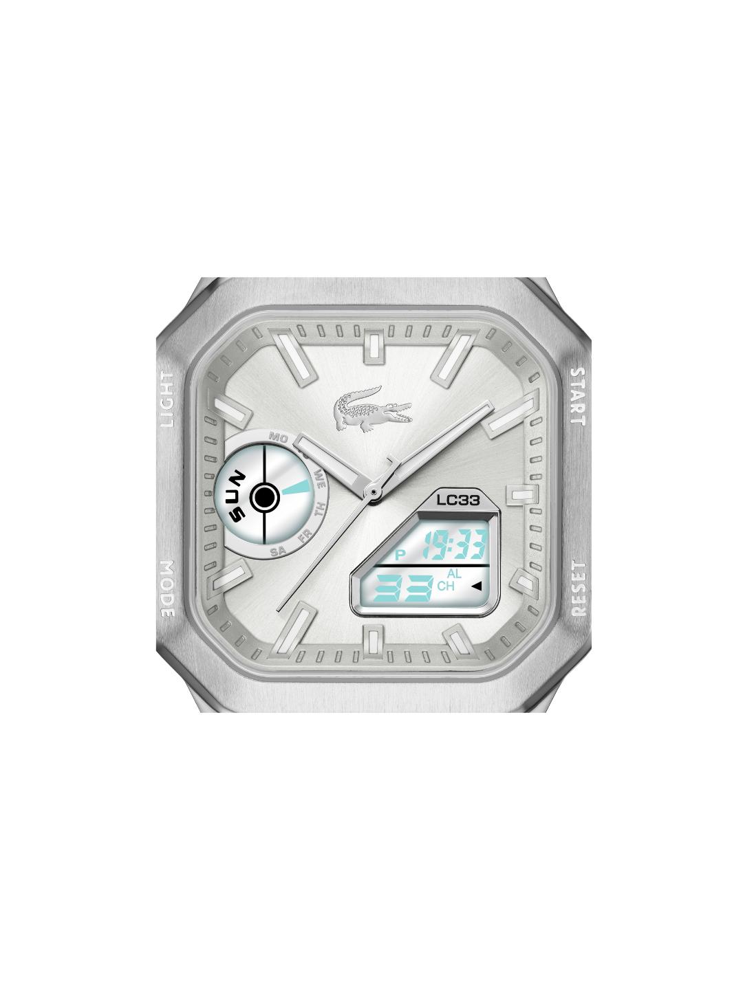 Lacoste Lc33 Square Qtz Basic Silver Sunray Square Dial Men's Watch - 2011531