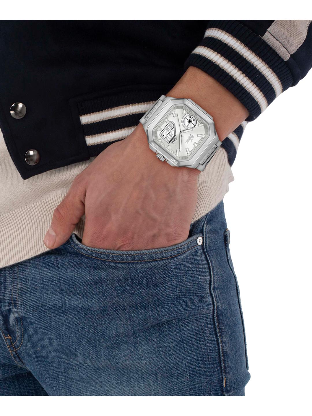 Lacoste Lc33 Square Qtz Basic Silver Sunray Square Dial Men's Watch - 2011531