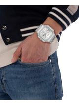 Lacoste Lc33 Square Qtz Basic Silver Sunray Square Dial Men's Watch - 2011531